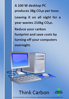 PC and computer energy carbon savings poster